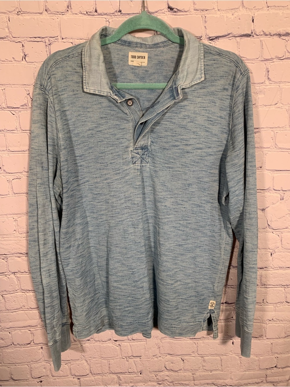 Todd Snyder Mens Rugby Polo Shirt Long Sleeves Blue Size M Casual Preppy